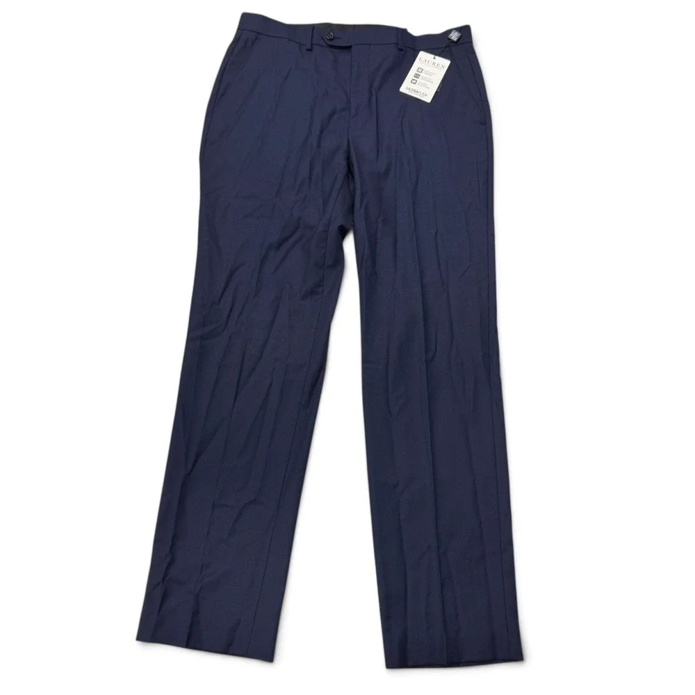 Lauren Ralph Lauren Men Edgewood Ultraflex Wool Suit Pants Navy Blue 34 x 32 NWT